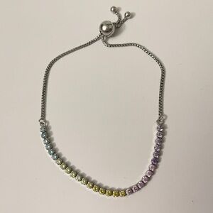 Pandora Sparkling Multi-Color Rainbow Slider Bracelet Sterling Silver S925